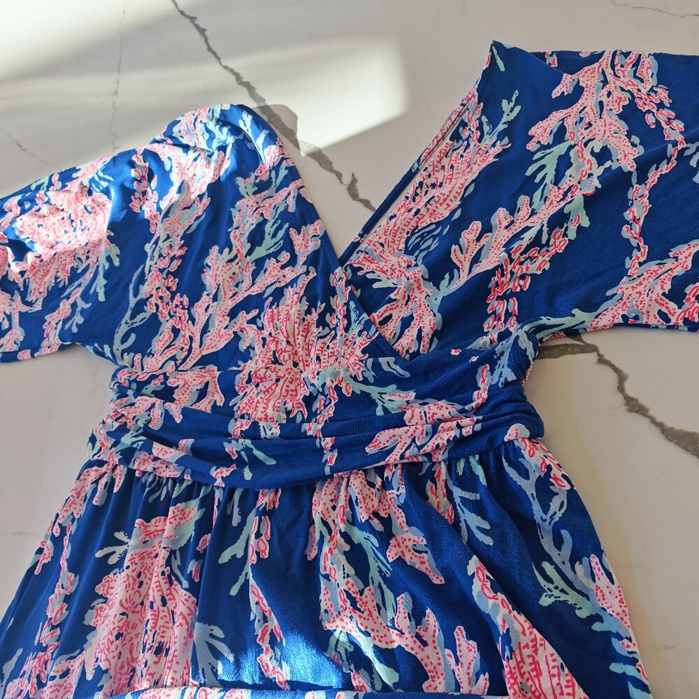 Lilly Pulitzer Coral Reef Print Skort Romper Dress Blue Pink Size S Built-In Sho - Picture 11 of 11